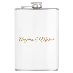 Calligraphy Professional Elegant Gold Colour Hip Flask