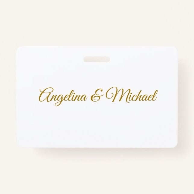 Calligraphy Professional Elegant Gold Colour ID Badge (Front)