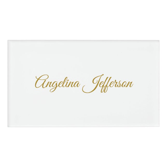 Calligraphy Professional Elegant Gold Colour Name Tag (Front)