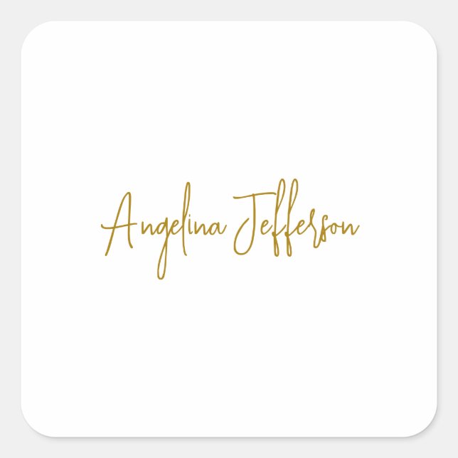 Calligraphy Professional Elegant Gold Colour Square Sticker (Front)