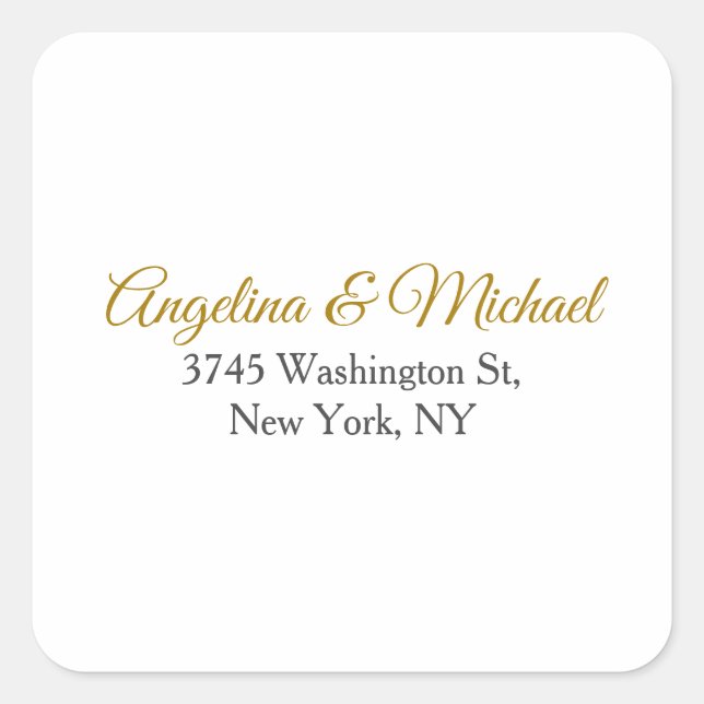 Calligraphy Professional Elegant Gold Colour Square Sticker (Front)