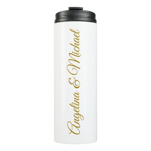 Calligraphy Professional Elegant Gold Colour Thermal Tumbler (Front)