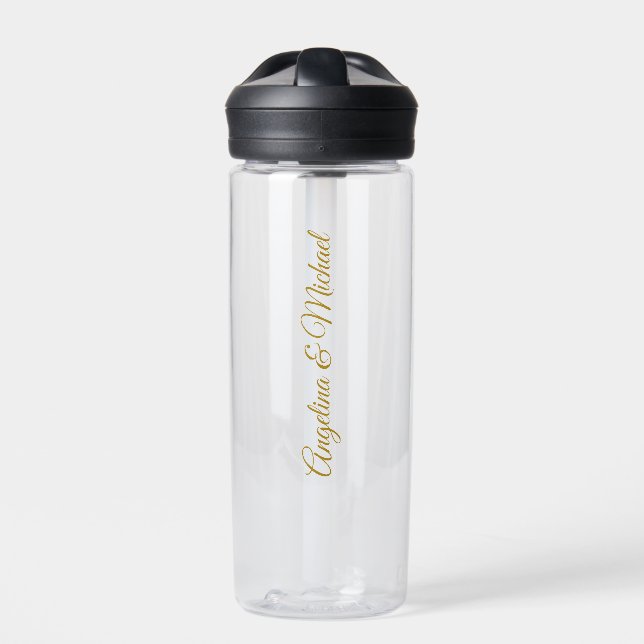 Calligraphy Professional Elegant Gold Colour Water Bottle (Front)
