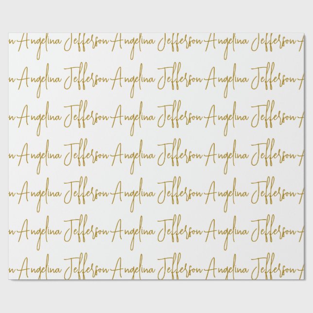 Calligraphy Professional Elegant Gold Colour Wrapping Paper (Flat)
