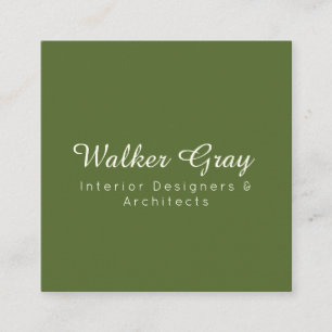 Calligraphy Professional Muted Olive & Ivory Square Business Card