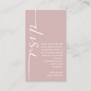 Calligraphy QR Code Dusty Rose Wedding RSVP Enclosure Card