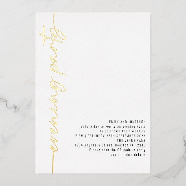 Calligraphy QR Code Evening Party Wedding Real  (Front)