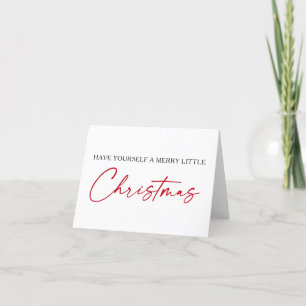 Calligraphy Red Ink Pen Minimalist Christmas Fold Holiday Card