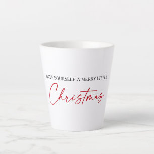 Calligraphy Red Ink Pen Minimalist Christmas Latte Mug