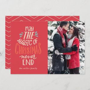 Calligraphy Red Photo Christmas Card