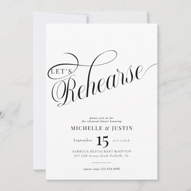 Calligraphy Rehearsal Dinner  Invitation (Front)