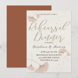 Calligraphy Rehearsal Dinner Terracotta Invitation
