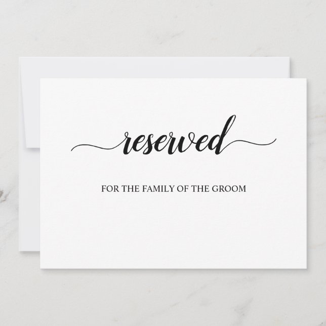 Calligraphy Reserved Wedding Seating Sign Invitation (Front)