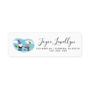 calligraphy return address label Christmas Gnome