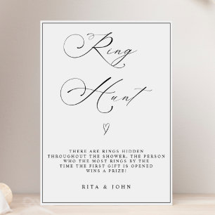 Calligraphy Ring Hunt Bridal Shower Game Sign 