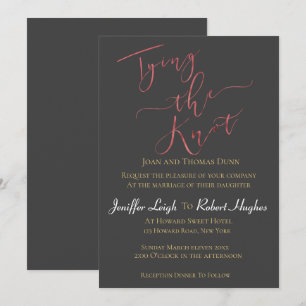 Calligraphy Rose Gold Tying the Knot Foil Wedding Invitation