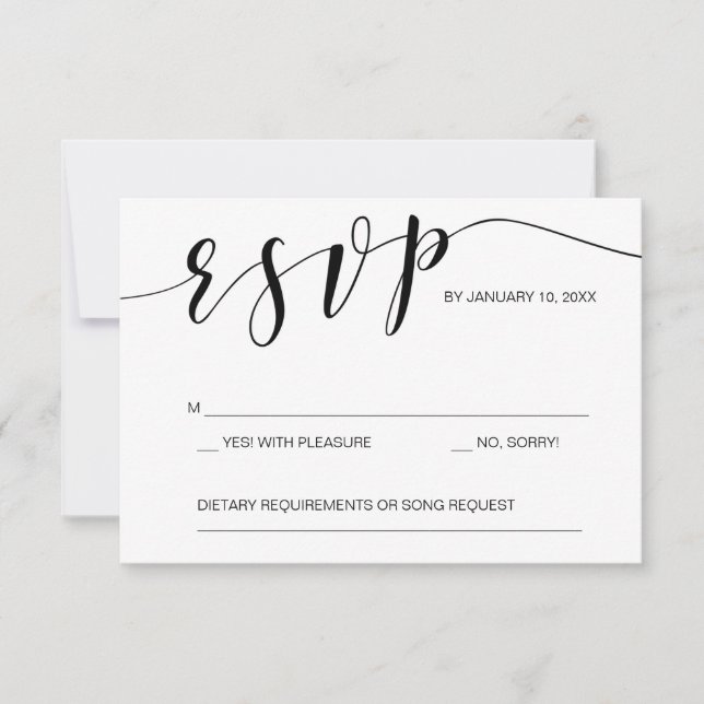 Calligraphy RSVP card template black and white (Front)