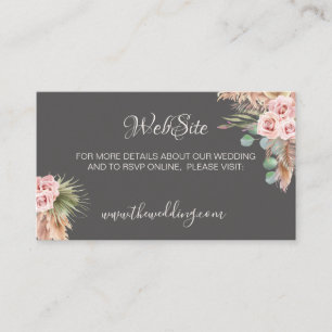 Calligraphy Rustic Boho Floral Wedding Website Enclosure Card