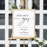 Calligraphy Rustic She Said Yes Engagement Digital Poster<br><div class="desc">Calligraphy Rustic She Said Yes Engagement Sign | Digital | Download | Printable
Engagement Celebration Decorations</div>