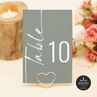 Calligraphy Sage Wedding Printable Table Number