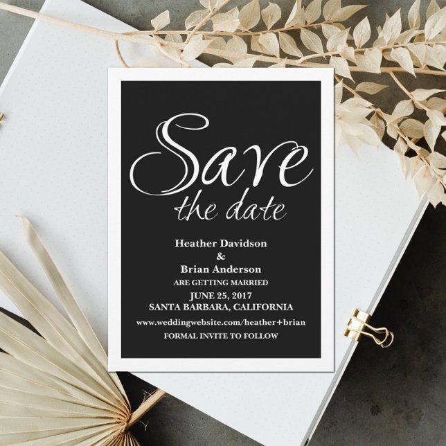 Calligraphy Save the Date Invite, Black Invitation (Creator Uploaded)