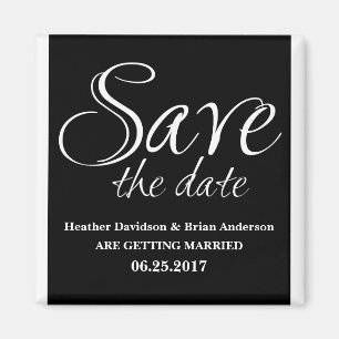 Calligraphy Save the Date Magnet, Black Magnet