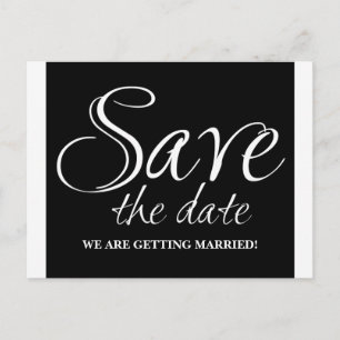 Calligraphy Save the Date Postcard, Black Announcement Postcard