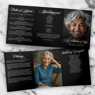 Calligraphy Script 2-Photo Celebration of Life Tri-Fold Programme