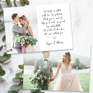 Calligraphy Script 2 Photo Wedding Thank You Card