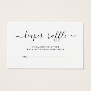 Calligraphy Script Baby Shower Diaper Raffle Card