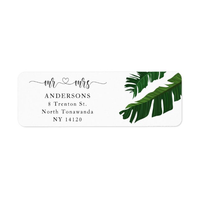 Calligraphy Script Banana Leaves Return Address (Front)