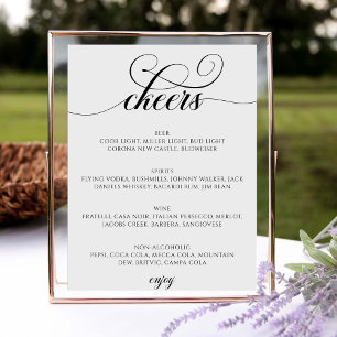 Calligraphy Script Bar Menu Cheers Wedding Sign
