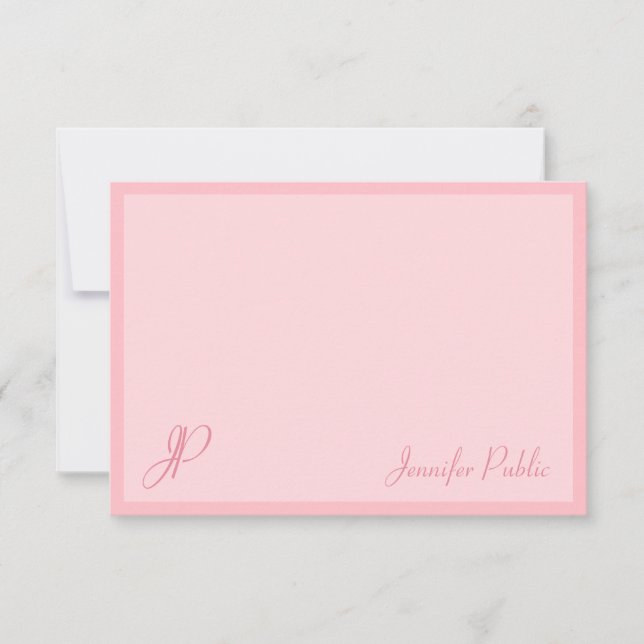 Calligraphy Script Blush Pink Monogram Template (Front)