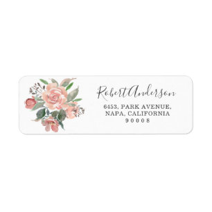 Calligraphy Script Blush Watercolor Floral Address