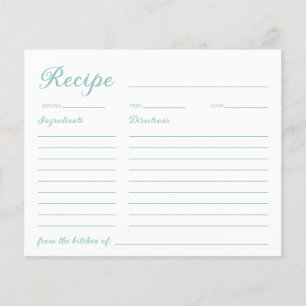 Calligraphy Script Bridal Shower Recipe Card