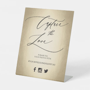 Calligraphy Script Capture The Love Wedding Pedest Pedestal Sign