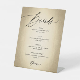 Calligraphy Script Drinks & Cheers Wedding Pedestal Sign