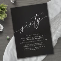 Calligraphy Script | Elegant Black 60th Birthday