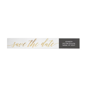 Calligraphy Script Faux Gold Foil Return Address Wrap Around Label