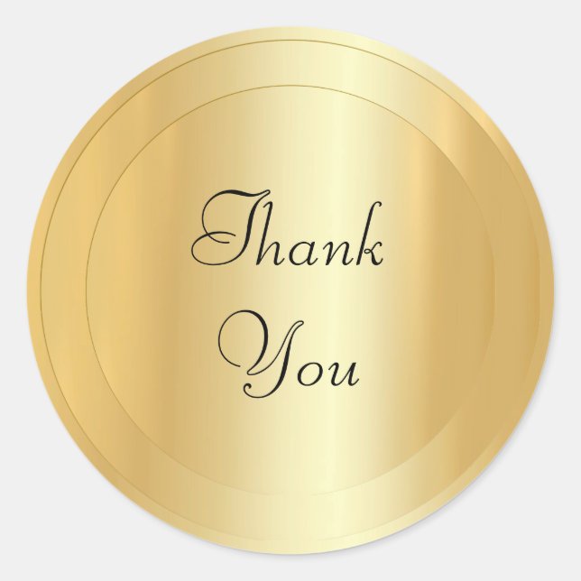 Calligraphy Script Faux Gold Modern Template Classic Round Sticker (Front)