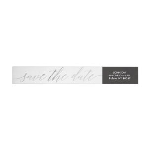Calligraphy Script Faux Silver Foil Return Address Wrap Around Label