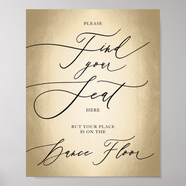 Calligraphy Script Find Your Seat Wedding Sign (Front)