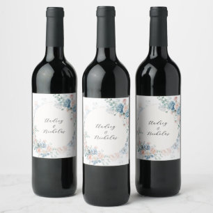Calligraphy Script Floral Wedding Wine Label