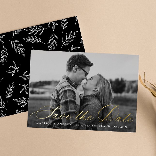 Calligraphy Script Foil Save the Date Card (Creator Uploaded)