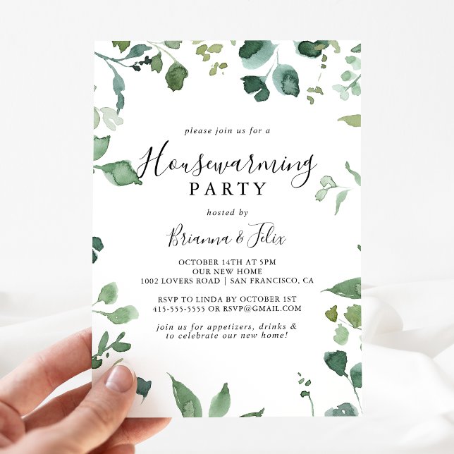 Calligraphy Script Foliage Housewarming Party  Invitation (Creator Uploaded)