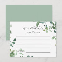 Calligraphy Script Foliage Wedding Advice Card
