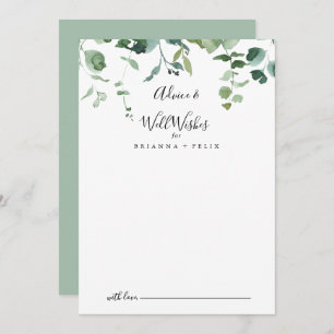 Calligraphy Script Foliage Wedding Well Wishes  Advice Card