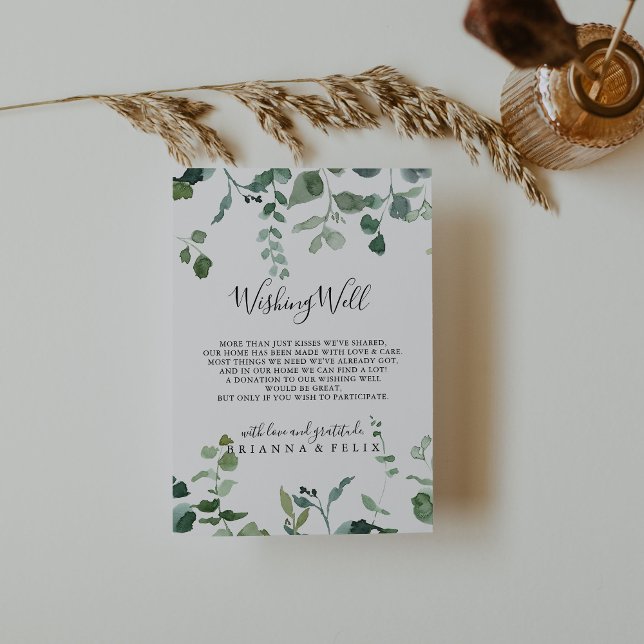 Calligraphy Script Foliage Wedding Wishing Well  Enclosure Card (Creator Uploaded)