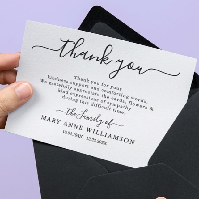 Calligraphy Script Funeral Thank You Card (Creator Uploaded)