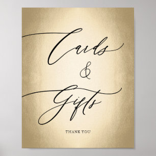 Calligraphy Script Gold Cards & Gifts Wedding Sign